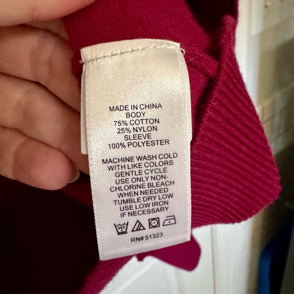 CeCe Cotton Sweater Long Chiffon Swiss Dot Sleeves - Picture 6 of 6